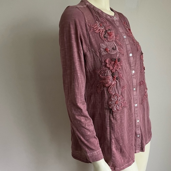 NWT Soft Surroundings Women’s L'Enchanté Floral Embroidered Blouse Rose PM - Picture 3 of 16